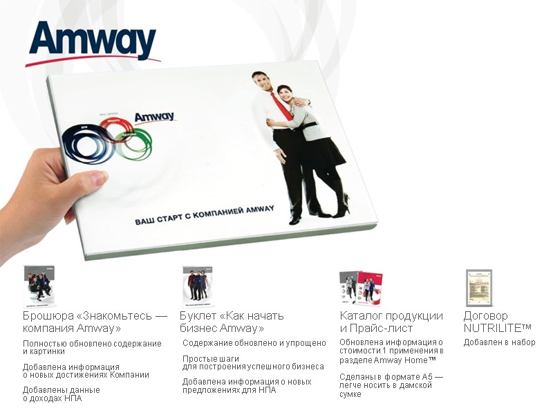 Брошюра «Знакомьтесь — компания Amway»  Буклет «Как начать  бизнес Amway» Каталог продукции